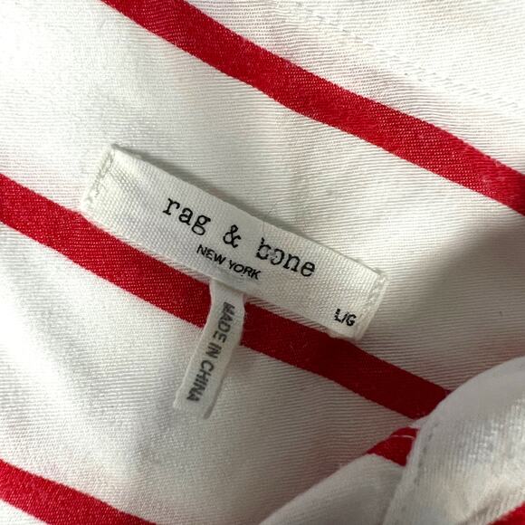 Rag & Bone Relaxed Fit Shirt Button Down Short Sleeve Stripe Women's L Red White - Picture 3 of 11